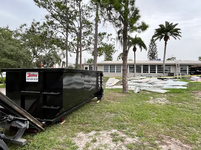 Tampa Bay Junkaneers dumpster at commercial renovation project