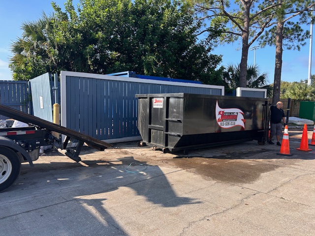 Tampa Bay Junkaneers dumpster delivered at Gibsonton FL commercial property