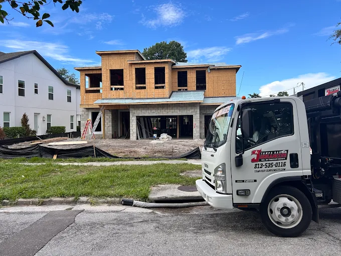 Tampa Bay Junkaneers truck at new construction site in New Tampa FL